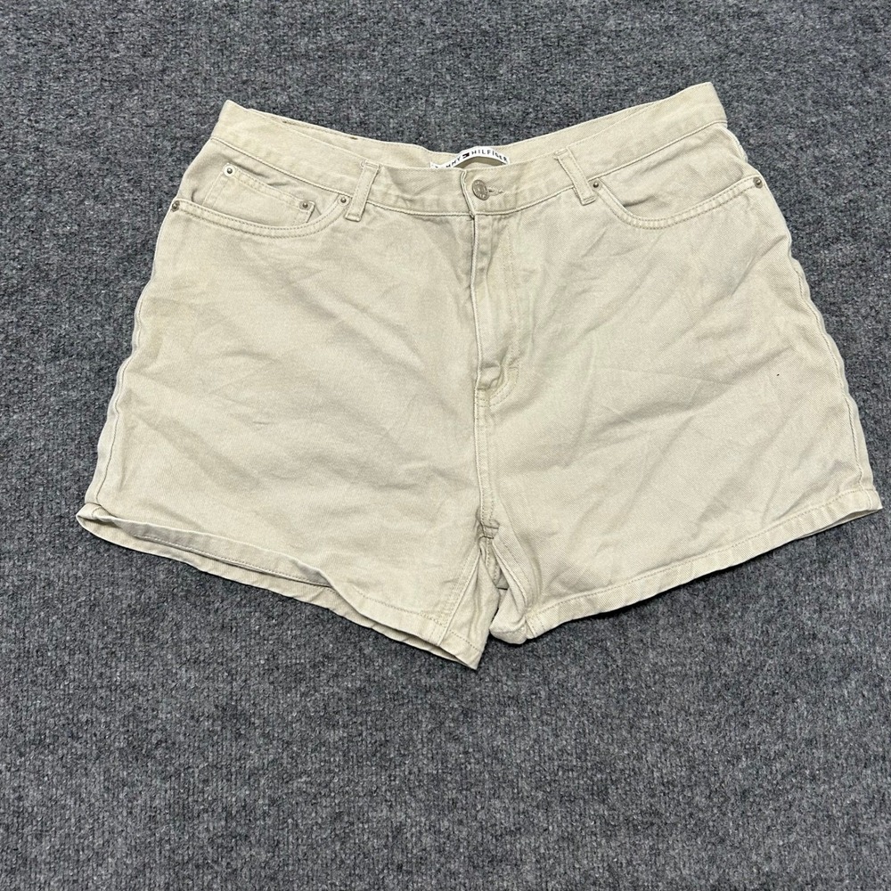 Tommy Hilfiger Shorts Womens Size 16 Beige Cotton Denim High Waisted Mom Fit